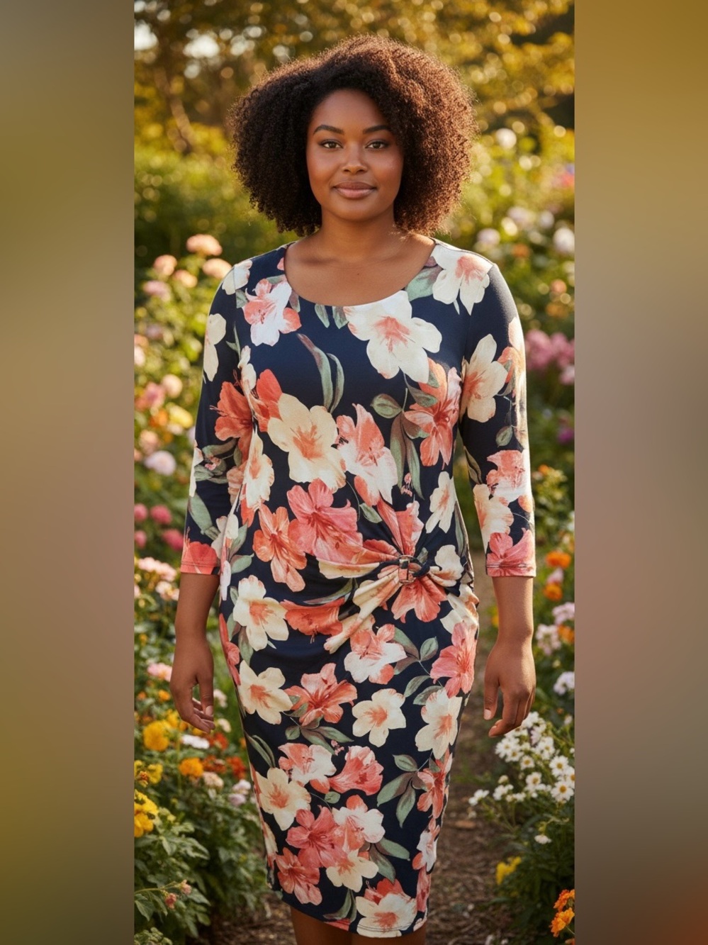 Kate and Lily Navy Blue Floral Dress Size 18W